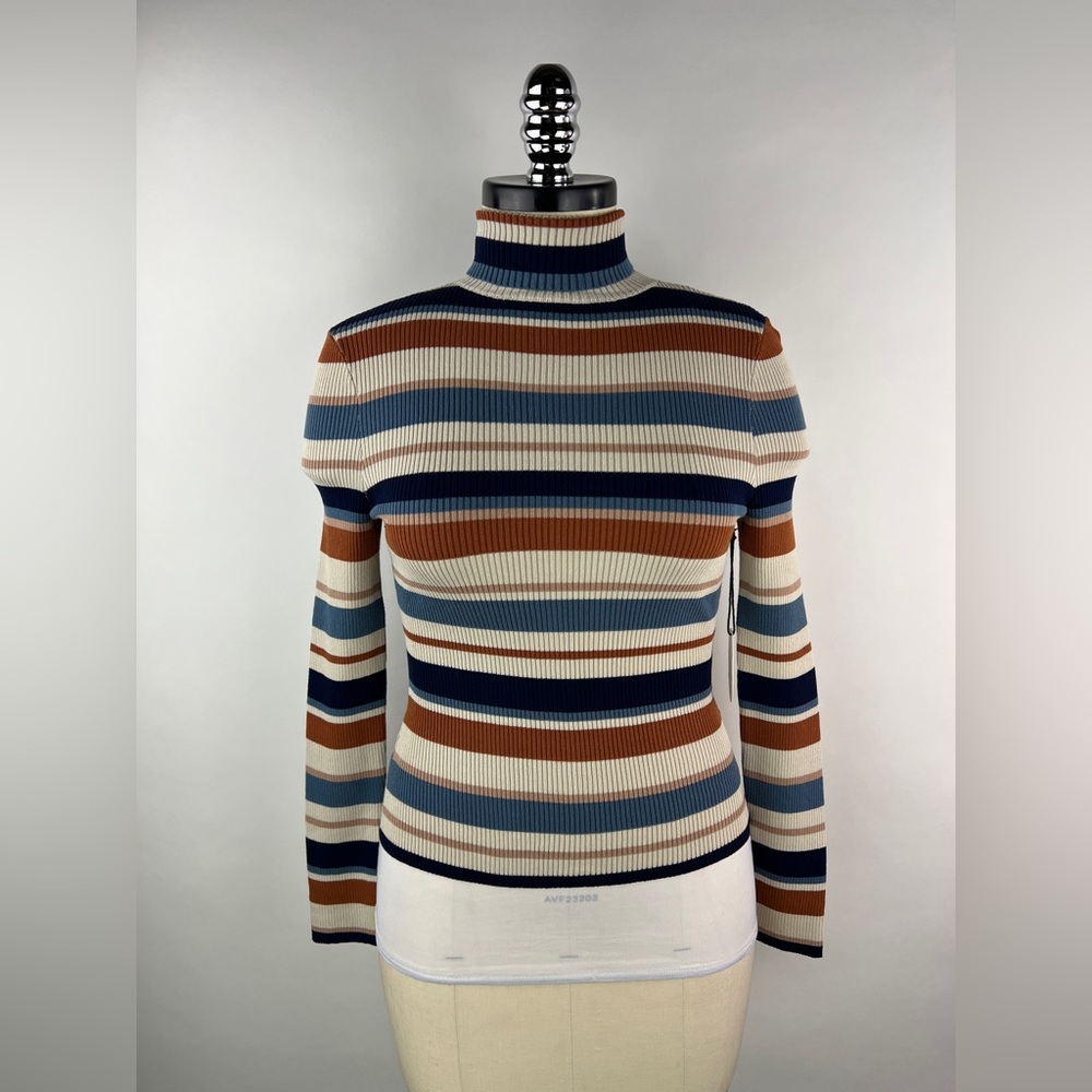 💚 3377. Ribbed Striped Turtleneck